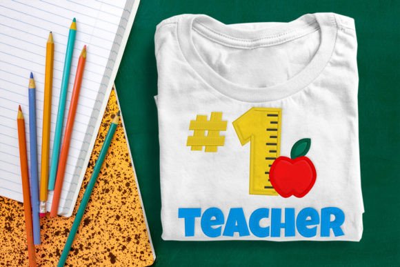 Review: Number 1 Teacher with Ruler Applique