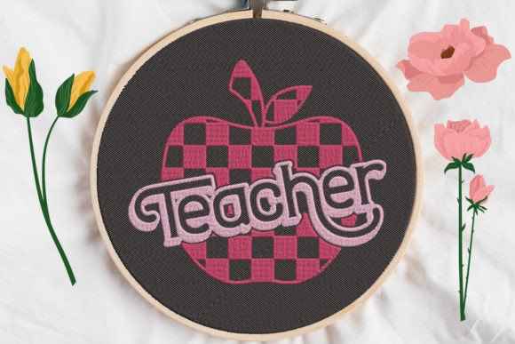 Review: Teacher Sign Checkered Print Apple Embroidery