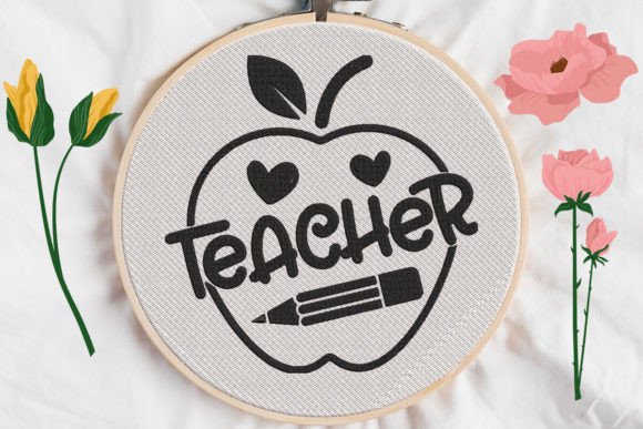 Review: Teacher Sign in an Apple Embroidery Design